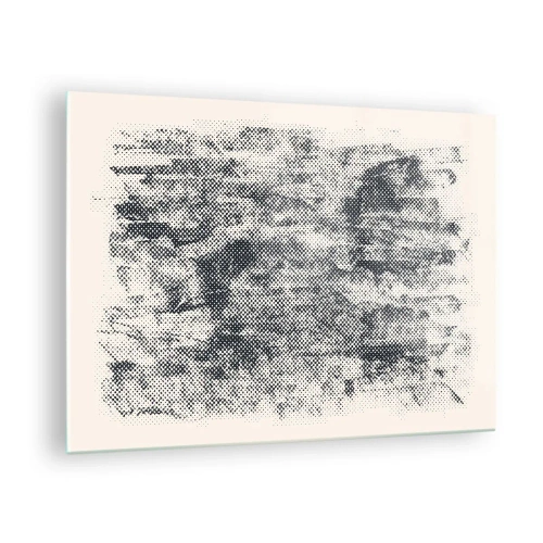 Obraz na skle - Černobílá abstrakce s efektem rozmazání - 70x50cm - Mlžná kompozice - Moderní nástěnná dekorace do obývacího pokoje a ložnice ARTTOR