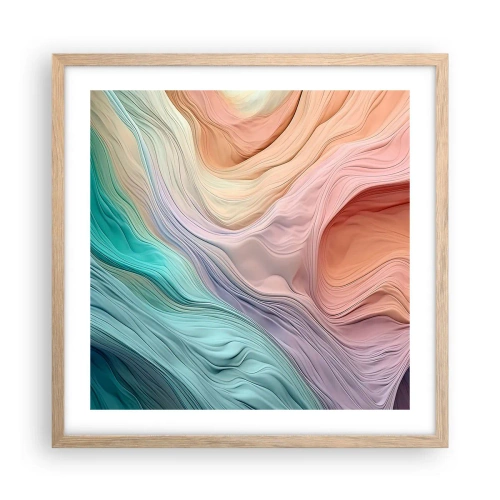 Plakát v rámu světlý dub - Duhová vlna - 50x50 cm