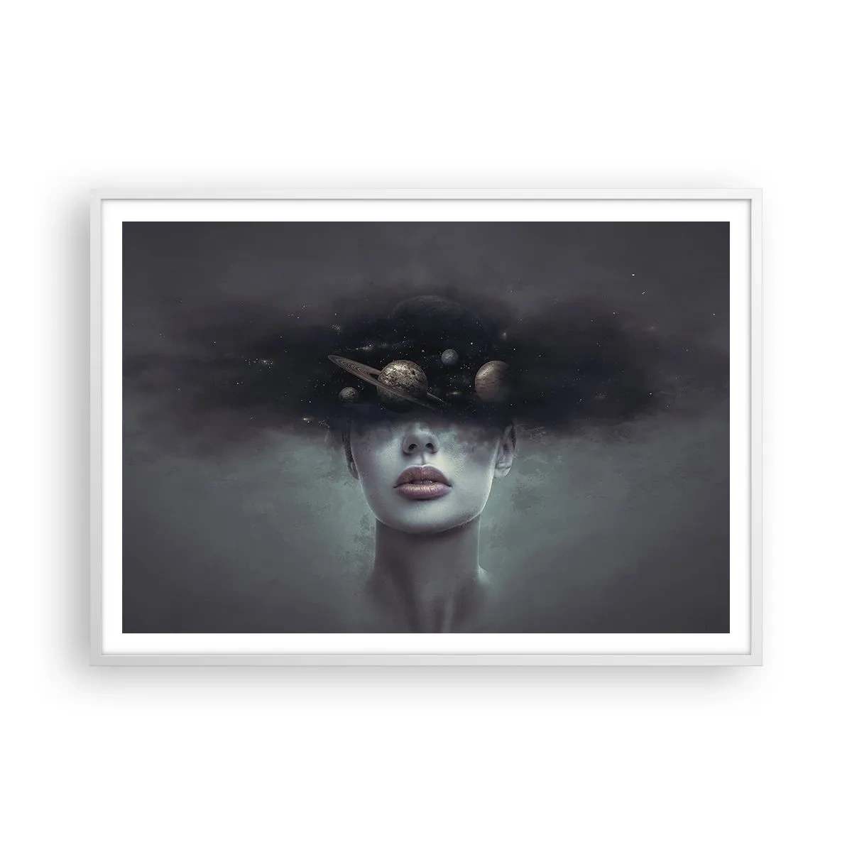 Plakát v bílém rámu - A planety… - 100x70 cm