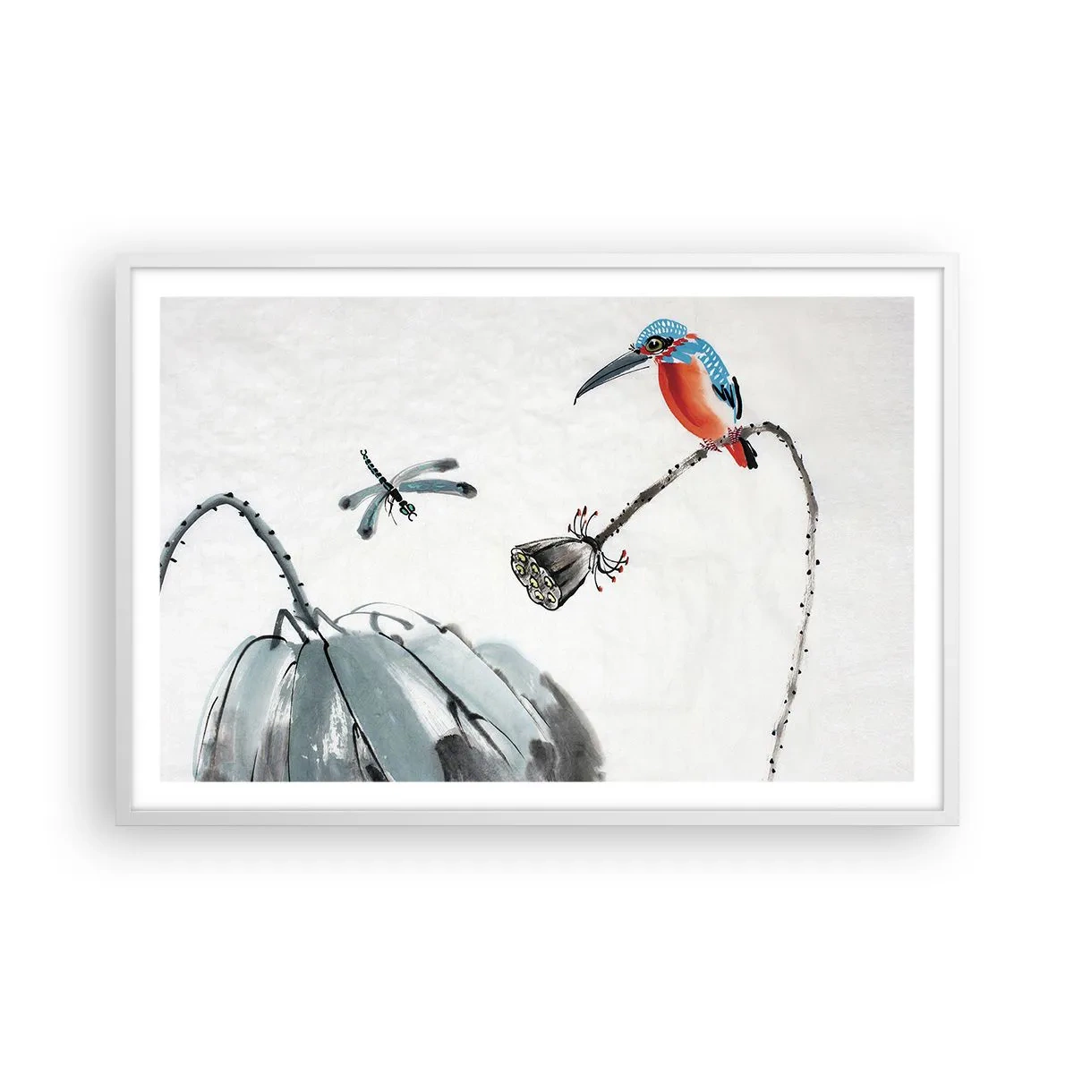 Plakát v bílém rámu - Život louky - 91x61 cm