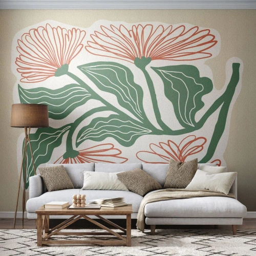 Fototapeta Standard Eco - Lidové i moderní - Boho, Květiny, Minimalismus - 250x175 cm