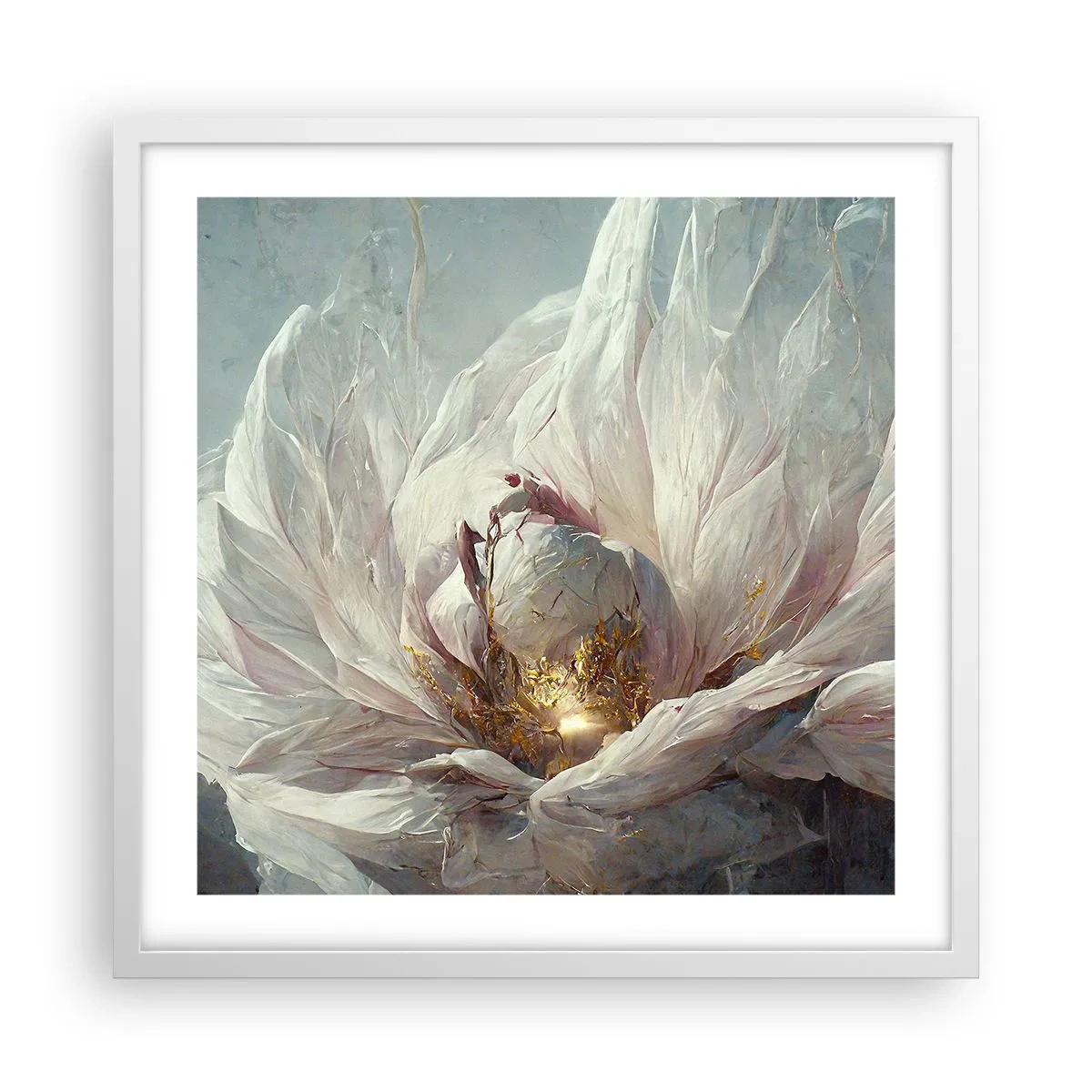 Plakát v bílém rámu - Rozkvétá jednou za sto let - 50x50 cm