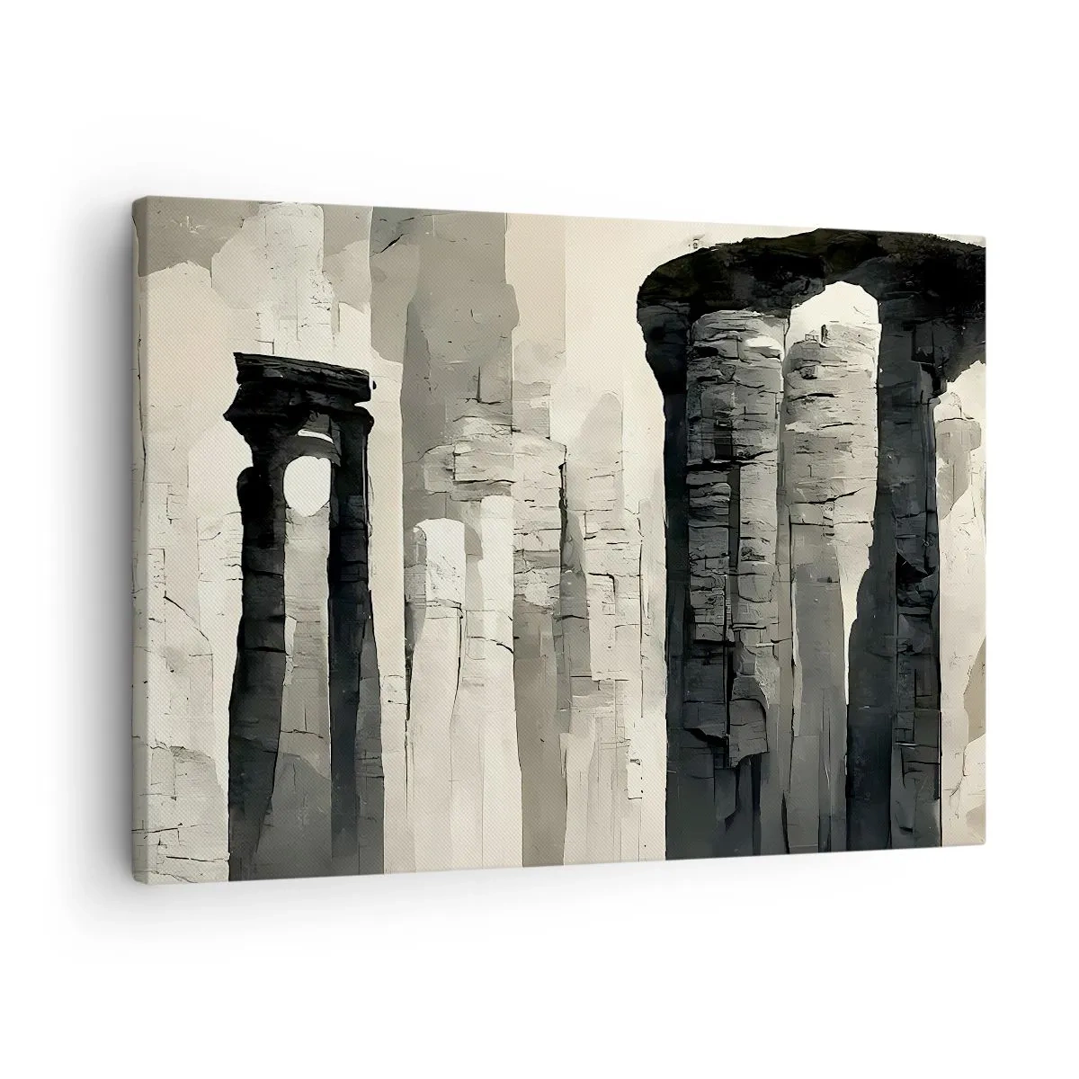 Obraz na plátně - Historické sloupy v atmosférickém monochromatickém prostředí - 70x50cm - Majestátnost starožitnosti - Moderní nástěnná dekorace do obývacího pokoje a ložnice ARTTOR
