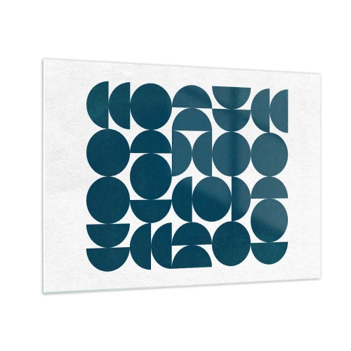Obraz na skle - Moderní kompozice z tmavě modrých kruhů a půlkruhů - 70x50cm - Kruhy a půlkruhy - Moderní nástěnná dekorace do obývacího pokoje a ložnice ARTTOR