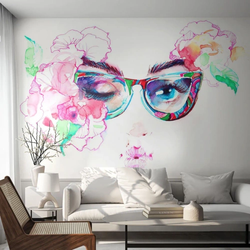 Fototapeta Samolepicí Deluxe Sticker - Svůdný slib - Abstrakce, Ženské oči, Brýle - 100x70 cm