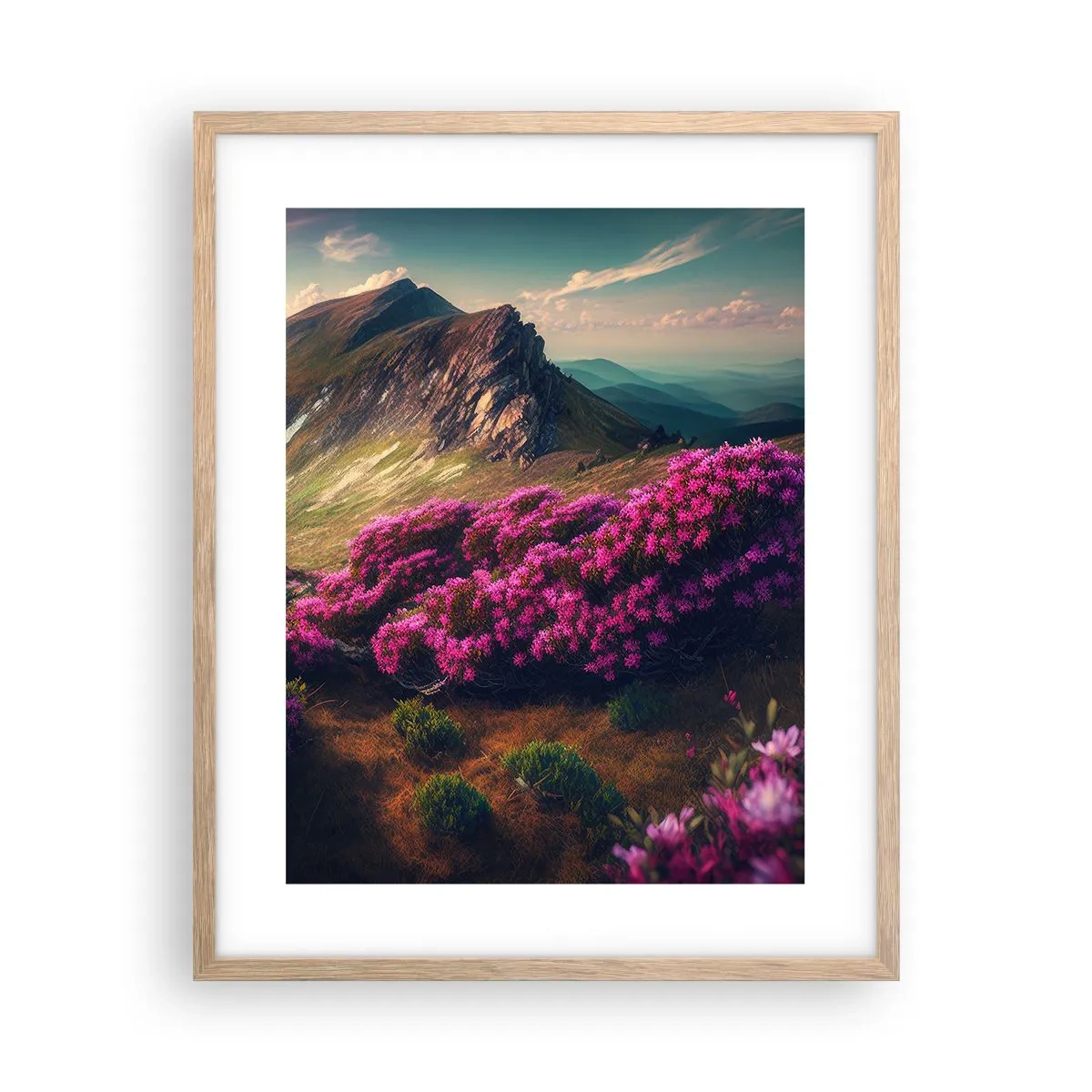 Plakát v rámu světlý dub - Léto na horách - 40x50 cm