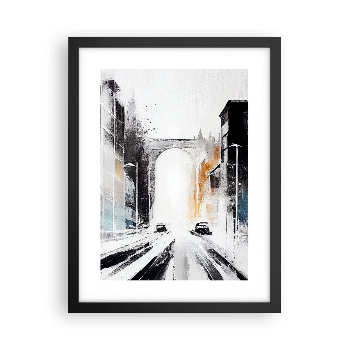 Plakát v černém rámu - Studie města: architektura a pohyb - 30x40 cm