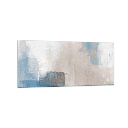 Obraz na skle - Růžová abstrakce za modrým závojem - 120x50 cm