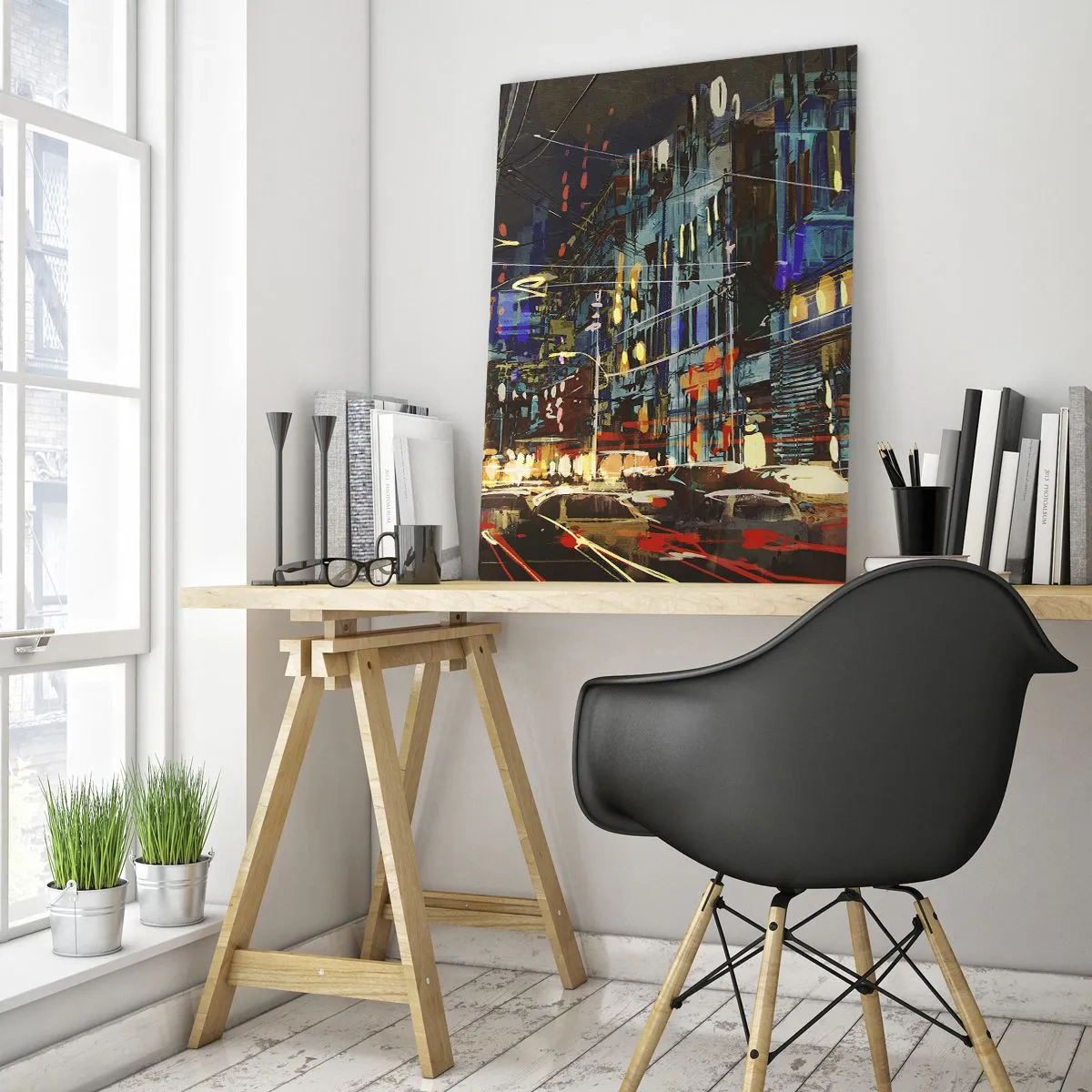 Obraz na skle - Večerní pouliční ruch - 50x70 cm