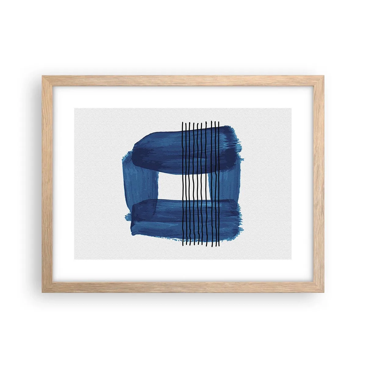 Plakát v rámu světlý dub - Modročerná kompozice - 40x30 cm