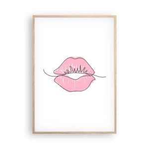 Plakát v rámu světlý dub - Jsi připraven na polibek? - 70x100 cm