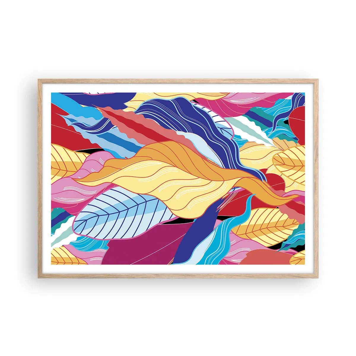 Plakát v rámu světlý dub - Barevný nepořádek - 100x70 cm