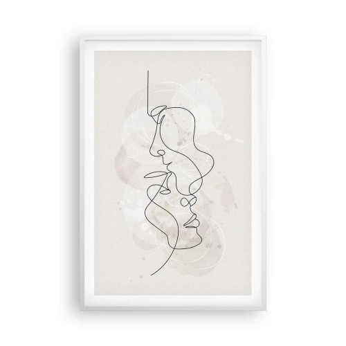 Plakát v bílém rámu - Zamotaní v objetí - 61x91 cm