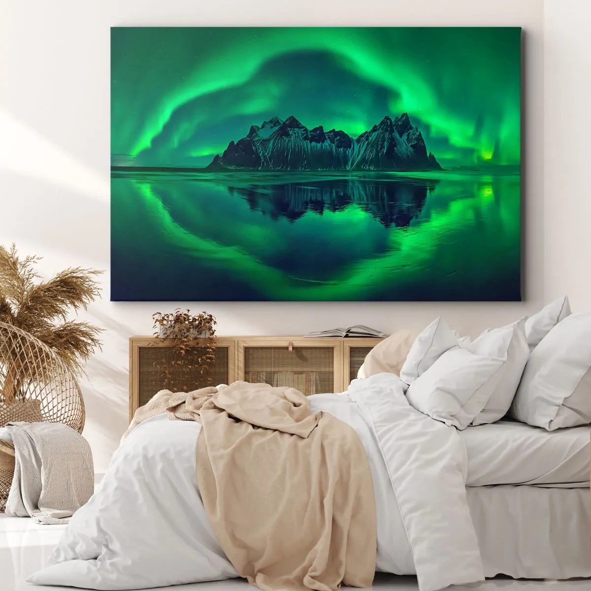 Obraz na plátně - V náručí polární záře - 70x50 cm