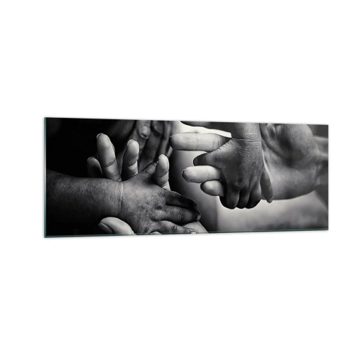 Obraz na skle - Být člověkem - 140x50 cm