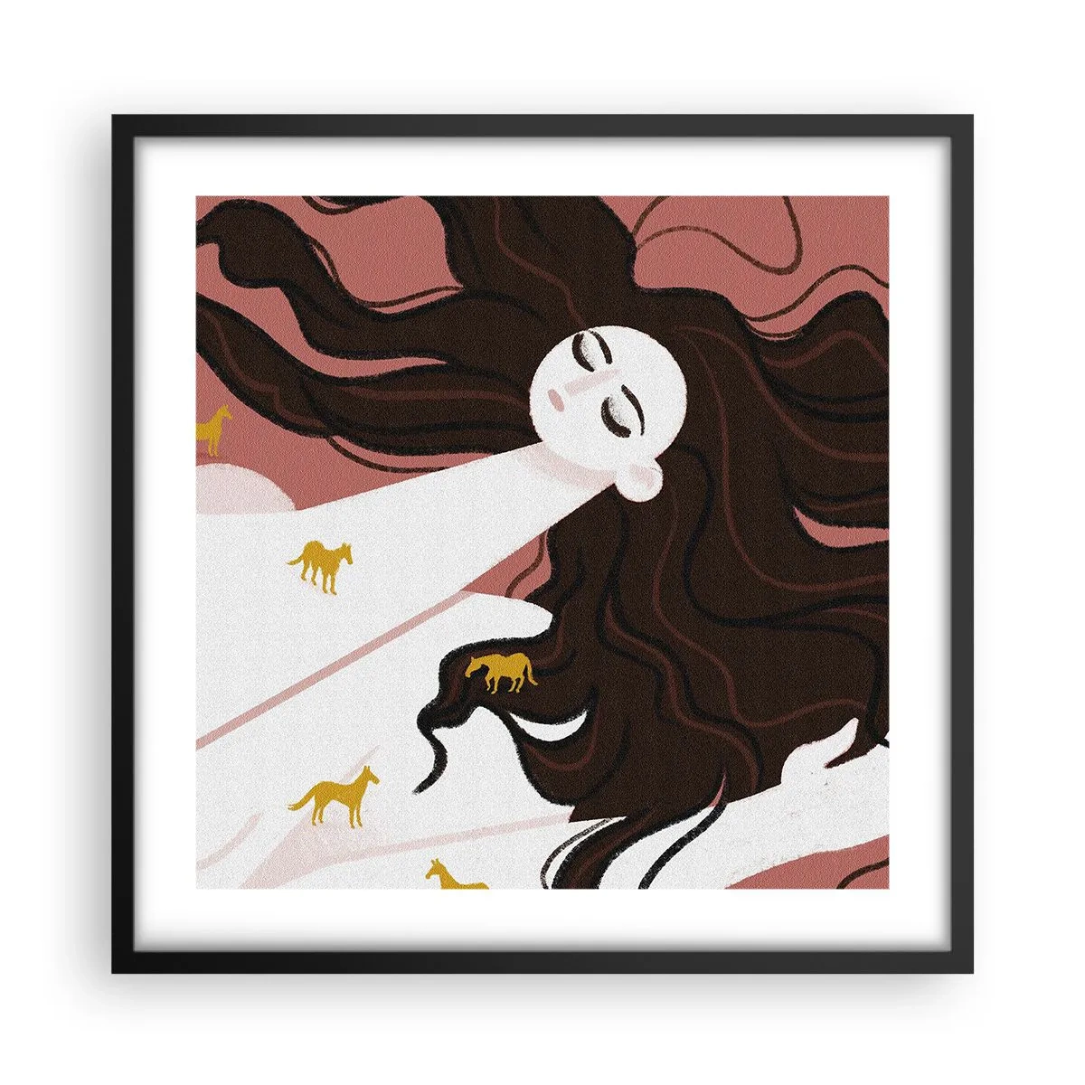 Plakát v černém rámu - Sen o zlatém koni - 50x50 cm
