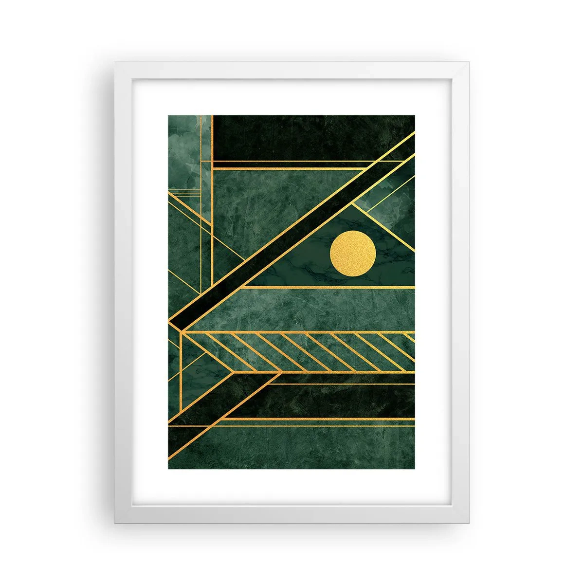 Plakát v bílém rámu - Dynamika zlata a lazuritu - 30x40 cm