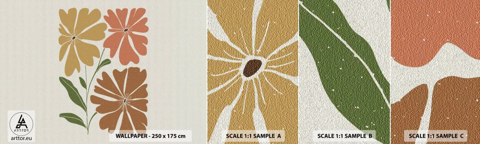 Vzor Fototapety Samolepicí Deluxe Sticker - Příroda a geometrie - Boho, Květiny, Minimalismus - 100x30 cm
