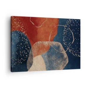 Obraz na plátně - Abstraktní tvary v odstínech červené a modré - 70x50cm - Lehkost bytí - Moderní nástěnná dekorace do obývacího pokoje a ložnice ARTTOR