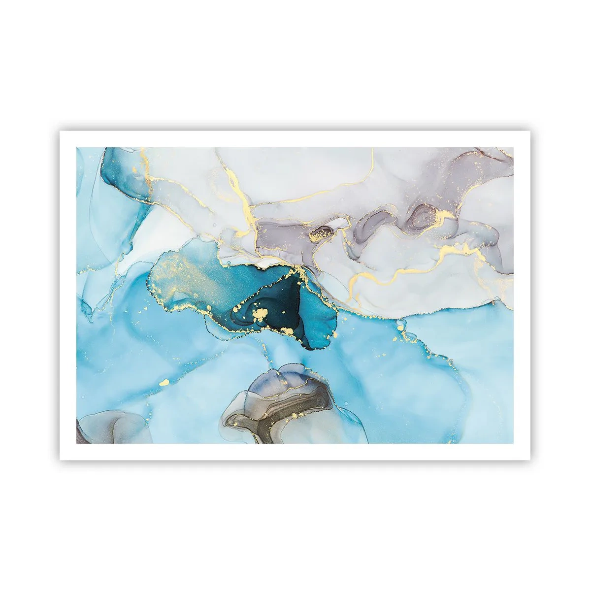 Plakát - Studie o setkání šedé a tyrkysové - 100x70 cm