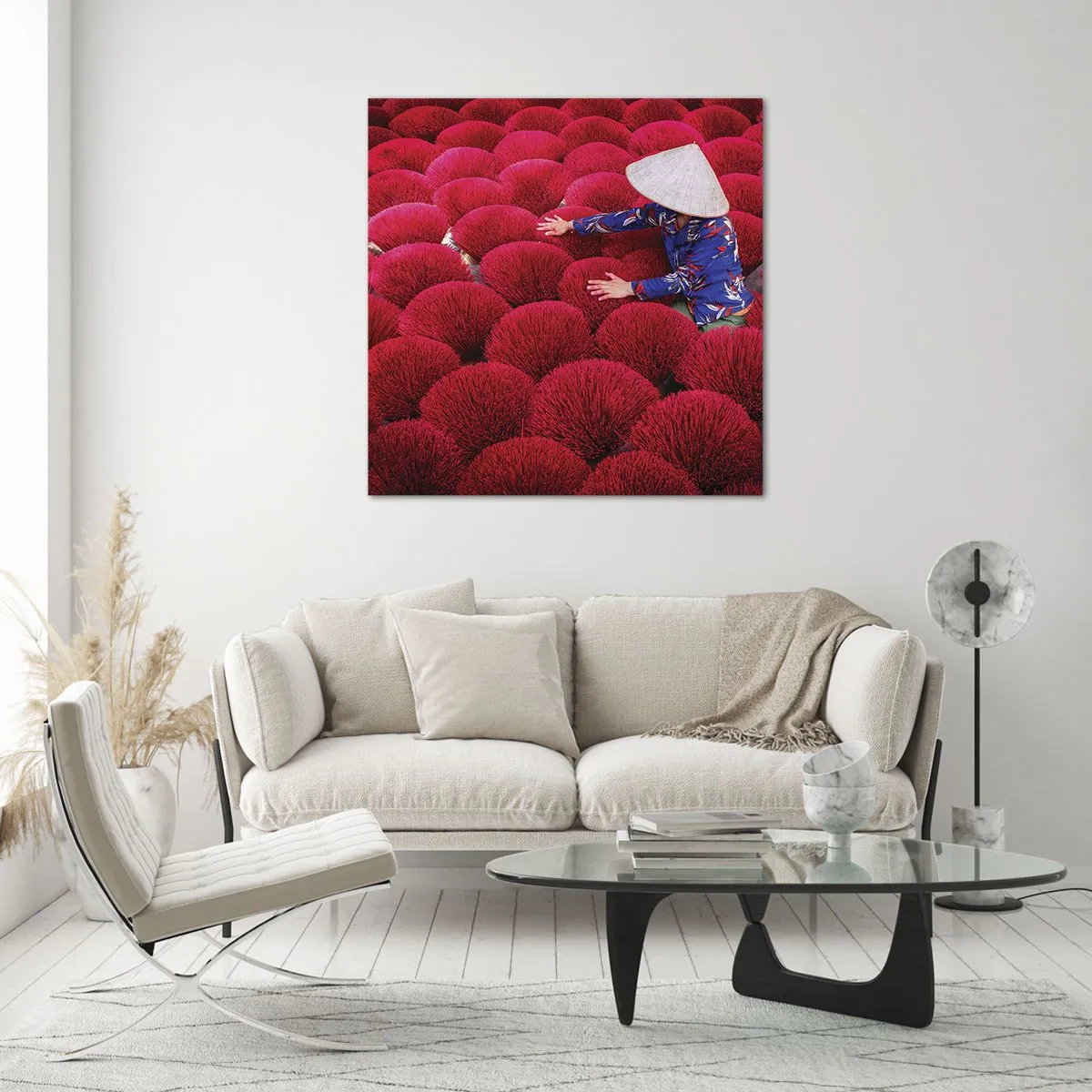 Obraz na skle - Na rýžovém poli - 60x60 cm