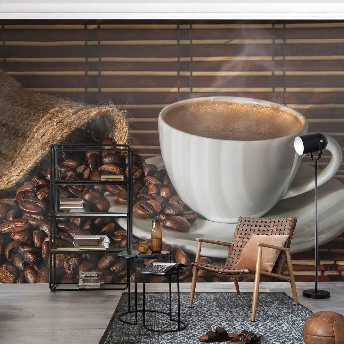 Fototapeta Premium Canvas - Černost uhlí, průzračnost jantaru - Gastronomie, Káva, šálek kávy - 500x350 cm