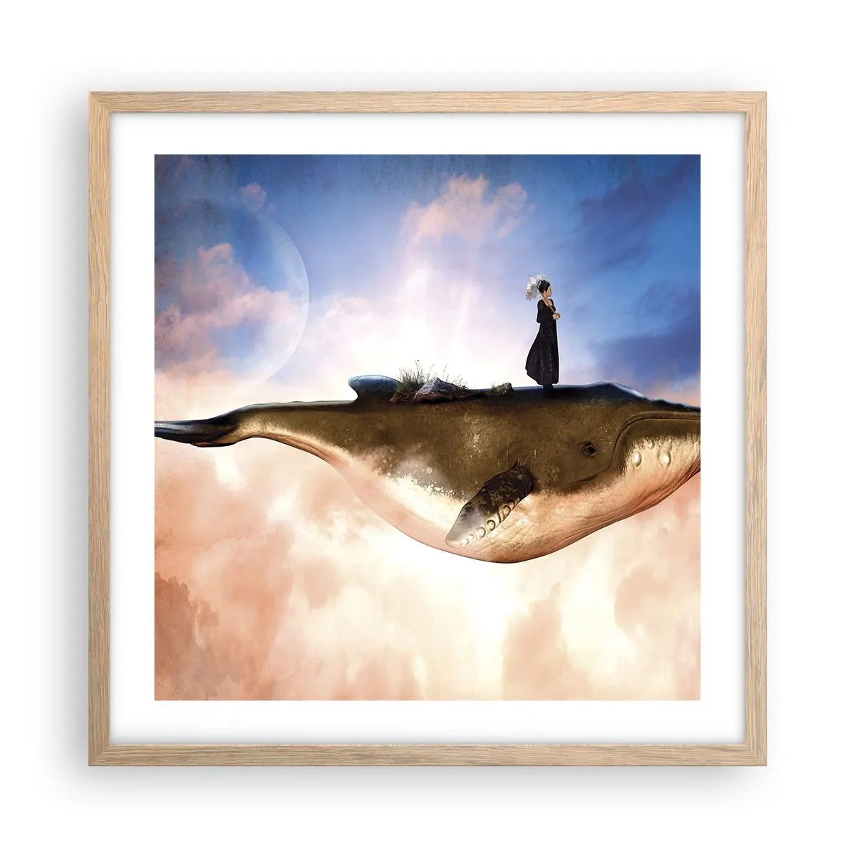 Plakát v rámu světlý dub - Surrealistická cesta - 50x50 cm