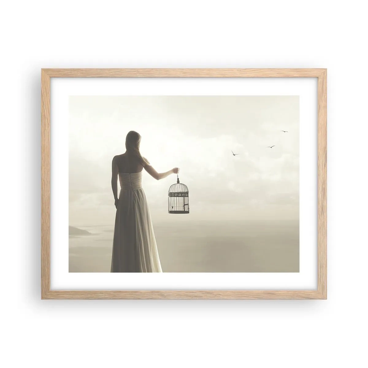 Plakát v rámu světlý dub - Buď svobodná - 50x40 cm
