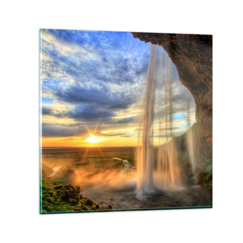 Obraz na skle - Svět za závojem kapek - 60x60 cm