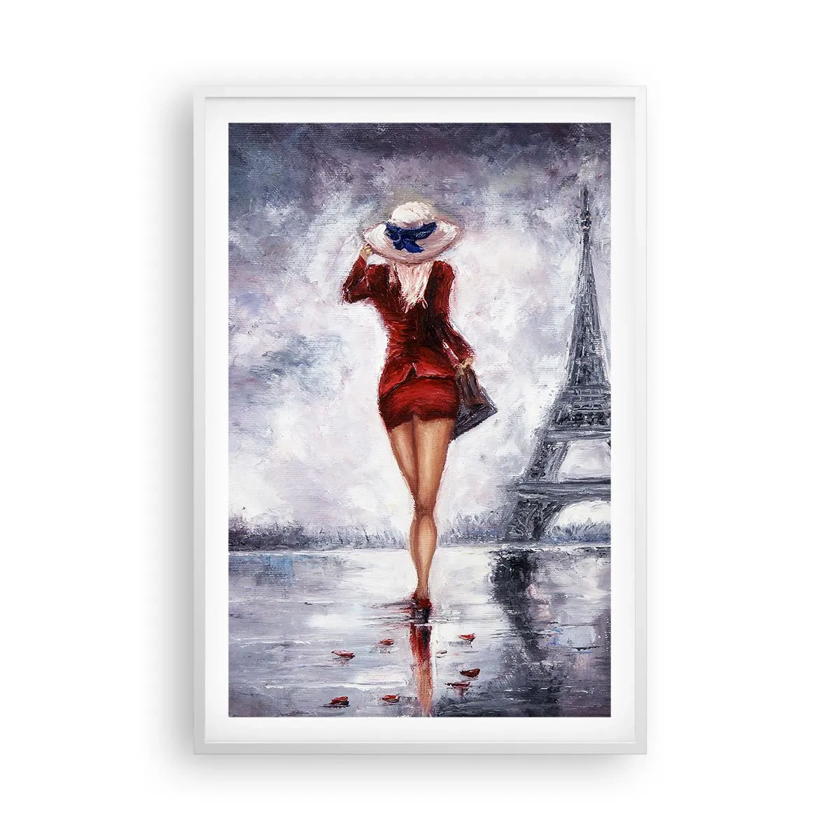 Plakát v bílém rámu - Pařížské symboly - 61x91 cm