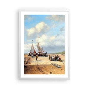 Plakát v bílém rámu - Po úspěšném rybolovu - 50x70 cm