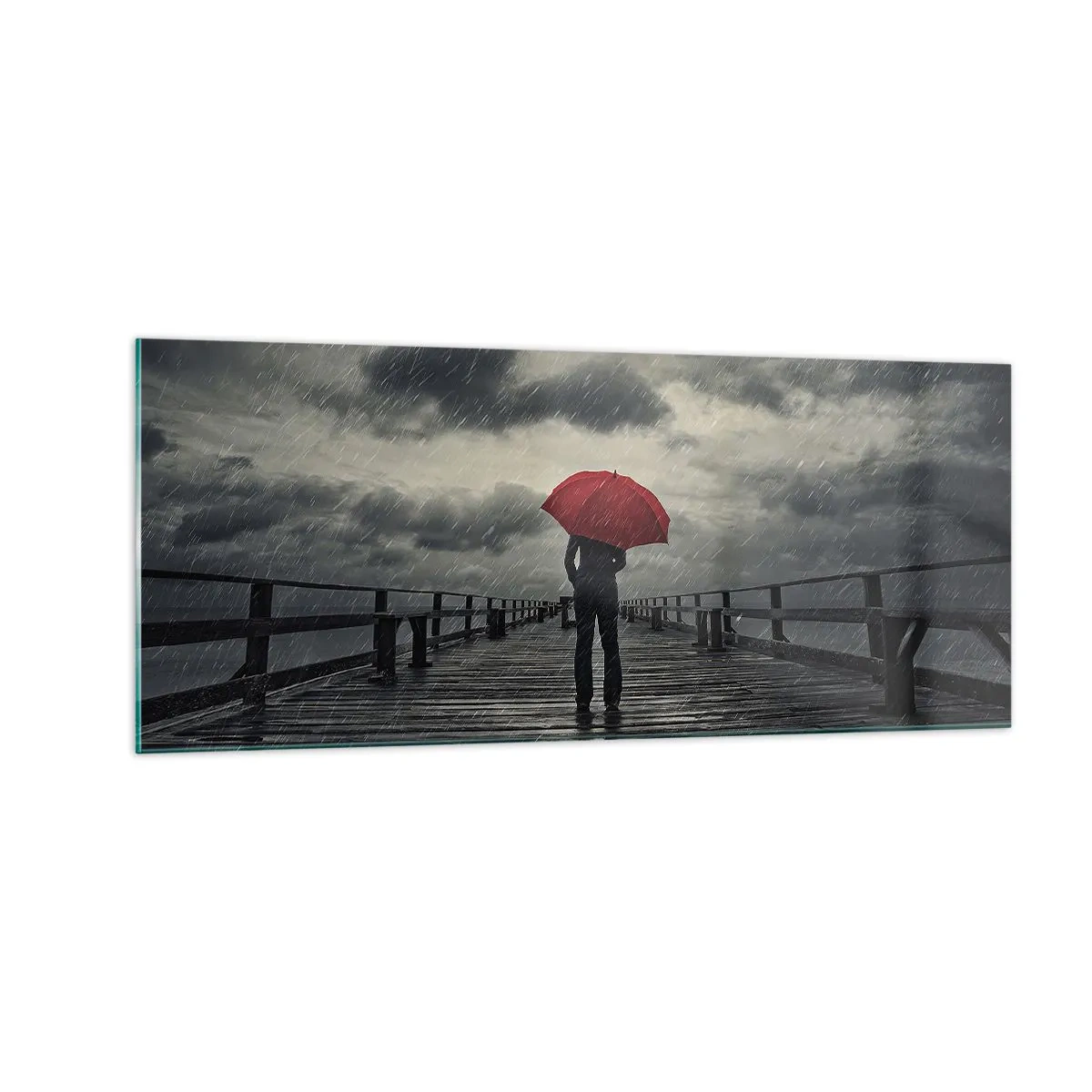 Obraz na skle - Nevadí, že prší - 100x40 cm