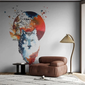 Fototapeta Premium Canvas - Nosem na skle - Abstrakce, Zvířata, Vlk - 450x315 cm