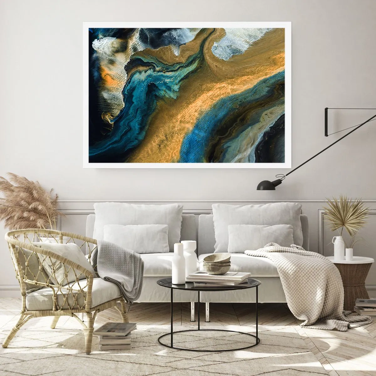 Plakát - Modrá – žlutá – vzájemné vlivy - 91x61 cm