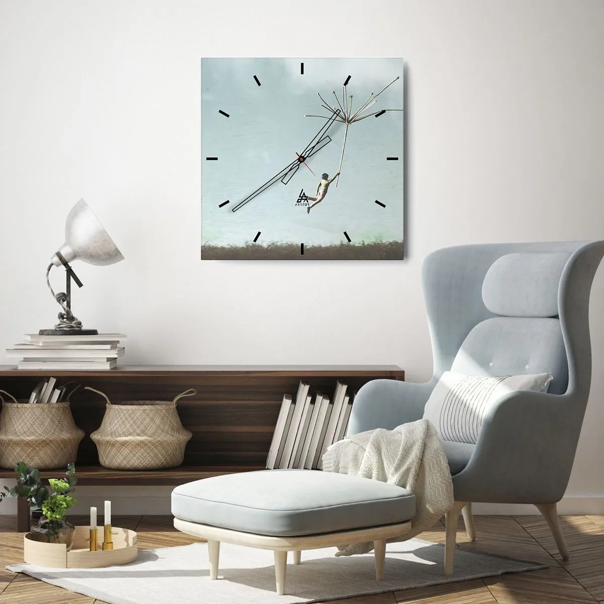 Nástěnné hodiny - Letající pampeliška - 30x30 cm