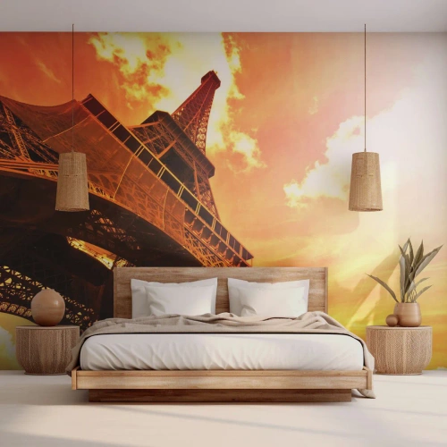 Fototapeta Premium Sand - Monumentální, protože je pozlacená sluncem - Město, Paříž, Eiffelova věž - 400x280 cm
