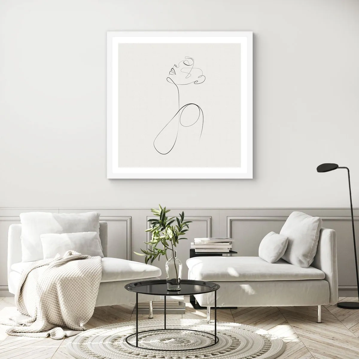 Plakát v bílém rámu - Zamotaná ve snech - 30x30 cm