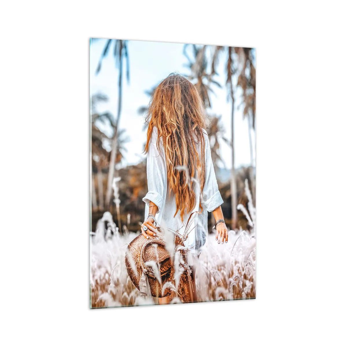 Obraz na skle - Zrozená z travní chmýří - 70x100 cm