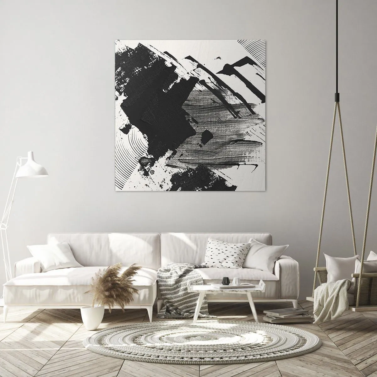 Obraz na plátně - Abstrakce – exprese černé - 40x40 cm