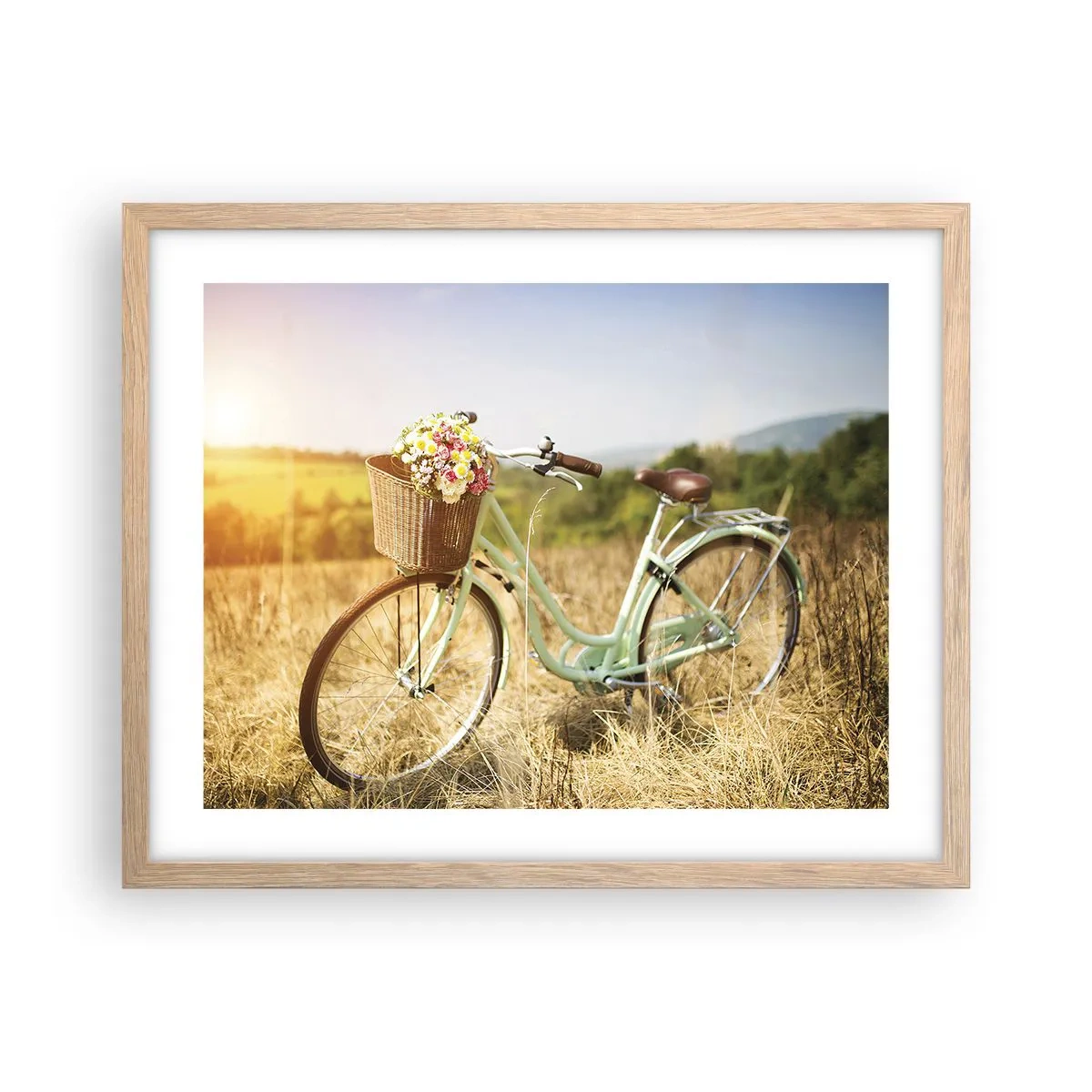 Plakát v rámu světlý dub - Chvíli tu zůstanu - 50x40 cm