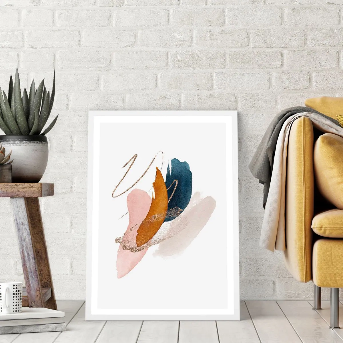 Plakát v bílém rámu - Okřídlená kompozice - 50x70 cm