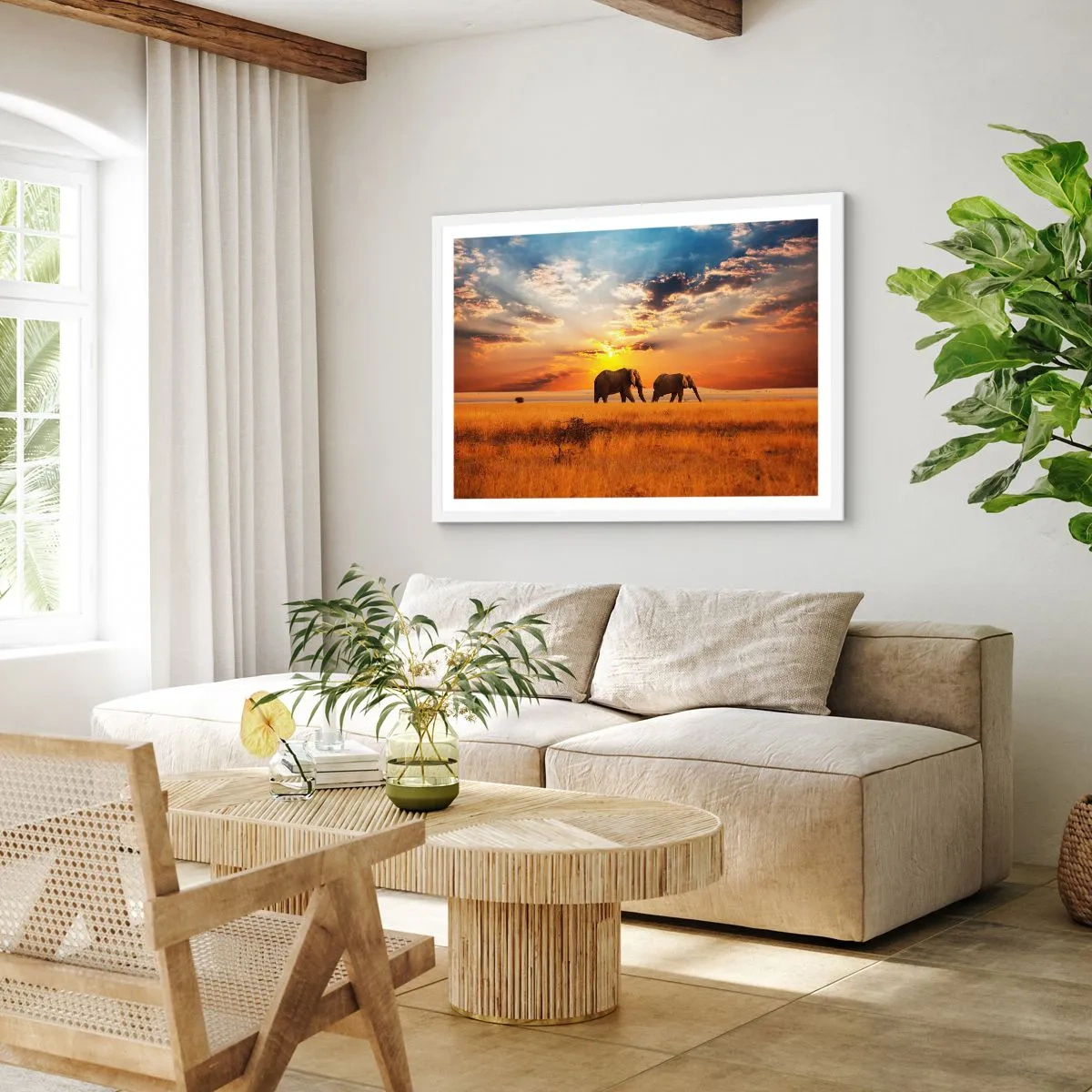 Plakát v bílém rámu - Rodinná procházka - 70x50 cm