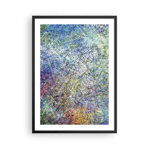 Plakát v černém rámu - Barevná abstrakce s dynamickými liniemi a odstíny modré - 50x70cm - To není tak jednoduché - Moderní nástěnná dekorace do obývacího pokoje a ložnice ARTTOR