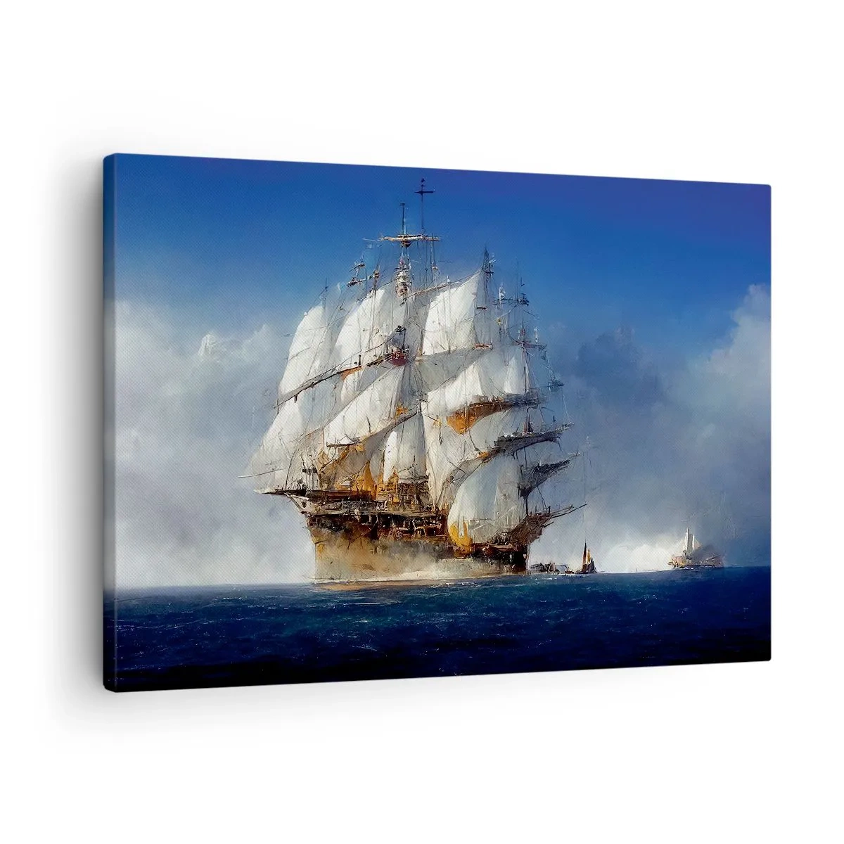Obraz na plátně - Plachetnice na otevřeném moři pod modrou oblohou - 70x50cm - The great glory! - Moderní nástěnná dekorace do obývacího pokoje a ložnice ARTTOR