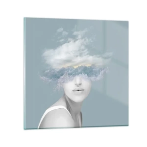 Obraz na skle - S hlavou v oblacích - 60x60 cm