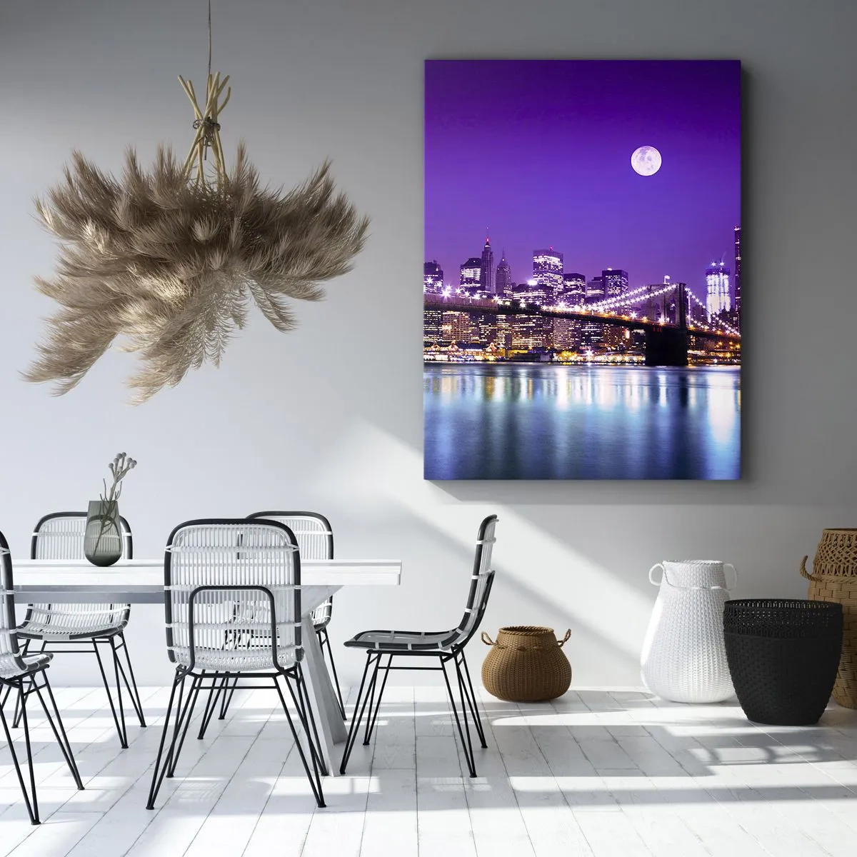 Obraz na plátně - Světla velkoměsta ve fialové - 50x70 cm