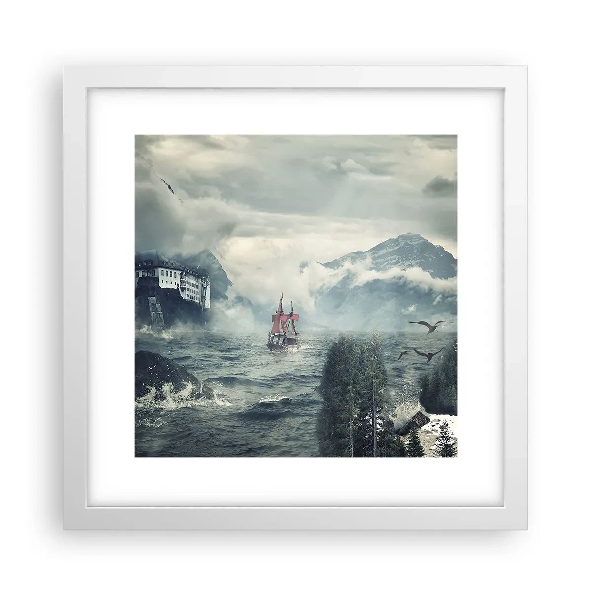 Plakát v bílém rámu - V kouzelných vodách - 30x30 cm