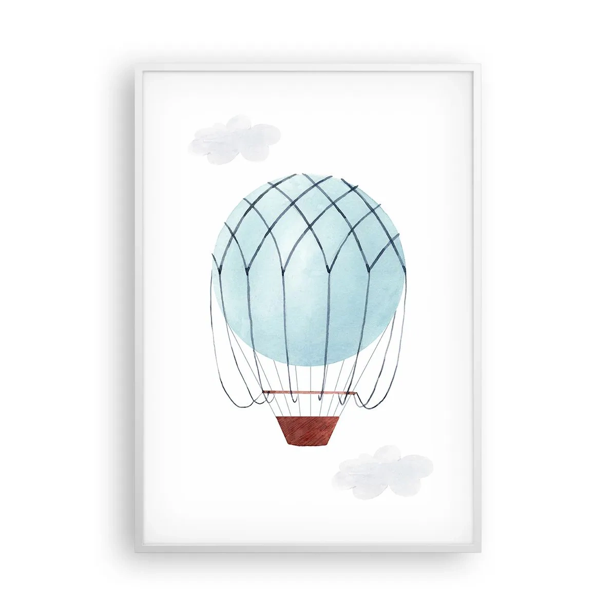 Plakát v bílém rámu - Celý v oblacích - 70x100 cm