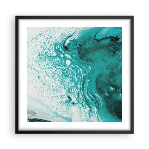 Plakát v černém rámu - Propadnout v bílé a tyrkysové - 50x50 cm