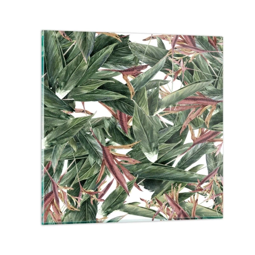 Obraz na skle - Smaragdově-liliové houští - 70x70 cm